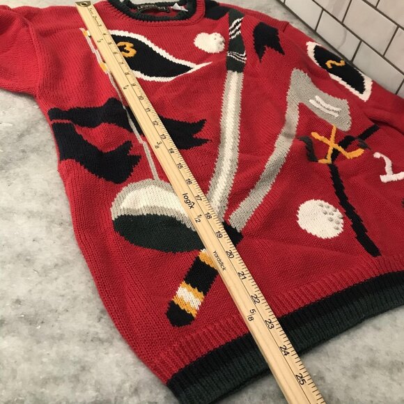 Vintage Linksport Sweater Womens Medium Golf Intarsia Novelty 90s Austads Retro - Picture 7 of 7